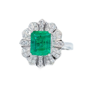 Gatsby Emerald Cut Emerald & Diamond Ring/ Pendant