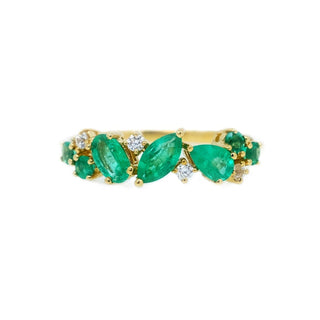 Stardust Emerald, White Sapphire & Diamond Ring