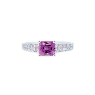 Vivid Purple Sapphire Micro Pave Diamond Ring