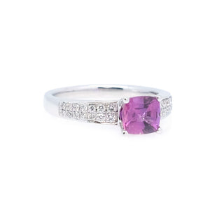 Vivid Purple Sapphire Micro Pave Diamond Ring