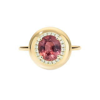Button Padparadscha Sapphire & Diamond Ring