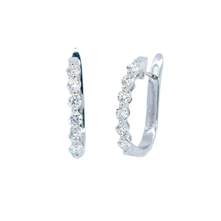 Diamond Shared Prong Hinged Hoop Earrings