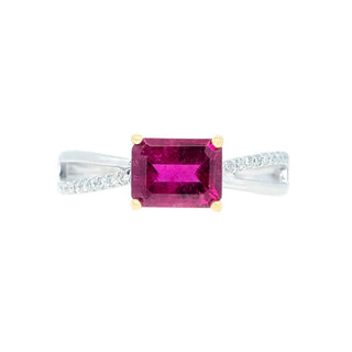 East West Rubellite Diamond Criss Cross Ring