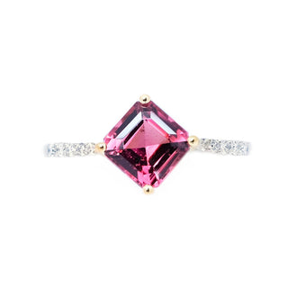 Cube Pink Tourmaline & Diamond Ring