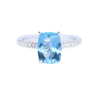 Cushion Santa Maria Aquamarine & Diamond Ring