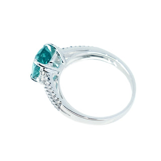 Dark Mint Green Tourmaline & Diamond Ring