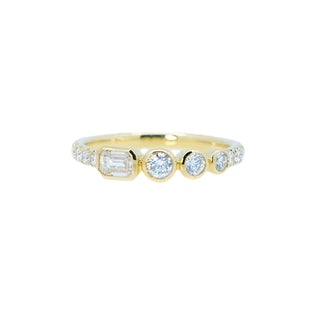 Bubble Bezel Emerald Cut & Round Diamond Band