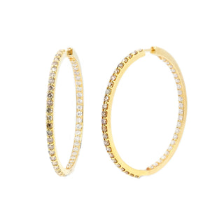 38mm Champagne & White Diamond Inside Out Hoops