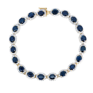 10ct Sapphire and Diamond Halo Tennis Bracelet