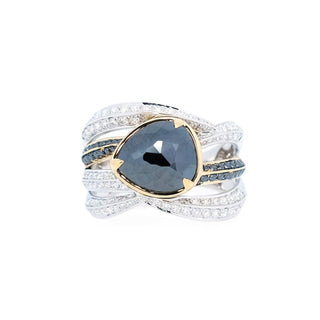 Rose Cut Black Diamond Multi Row Diamond Ring