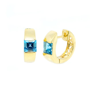 5mm Blue Topaz Huggie Hoop Earrings
