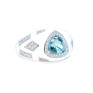 Artisan Seafoam Tourmaline & Diamond Enamel Ring