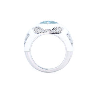 Artisan Seafoam Tourmaline & Diamond Enamel Ring