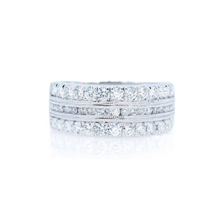Victorian Style Three Rows Diamond Anniversary Band - Johnny Jewelry