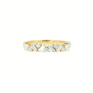 Zig Zag Baguette & Round Diamond Band - Johnny Jewelry
