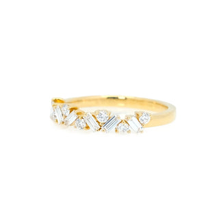 Zig Zag Baguette & Round Diamond Band - Johnny Jewelry