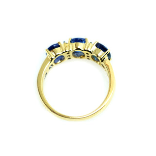 Three stone Sapphire & Diamond Anniversary Ring - Johnny Jewelry
