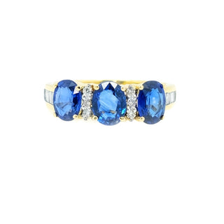 Three stone Sapphire & Diamond Anniversary Ring