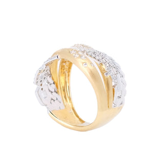 Multi-Link Criss Cross Two Tone Diamond Ring - Johnny Jewelry