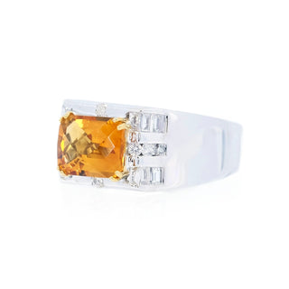 Men's East-West Citrine & Diamond Ring