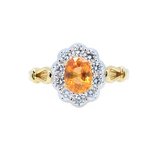 Fanta Garnet & Diamond Halo Ring