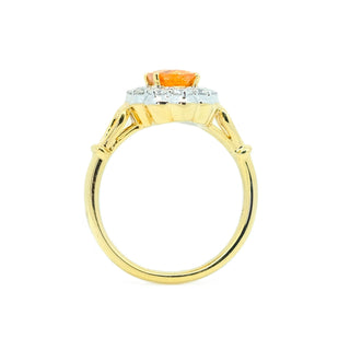 Fanta Garnet & Diamond Halo Ring