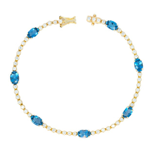 7 Stones London Blue Topaz & Diamond Tennis Bracelet