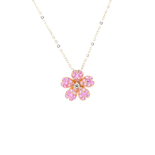 Pink Sapphire Sakura Cherry Blossom Necklace