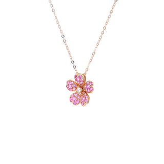Pink Sapphire Sakura Cherry Blossom Necklace