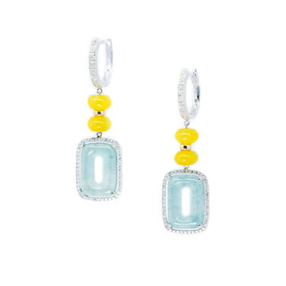 Icy and Citrus Jade Diamond Huggie Drop Earrings