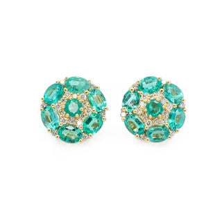 Blossom Emerald & Diamond Cluster Earrings