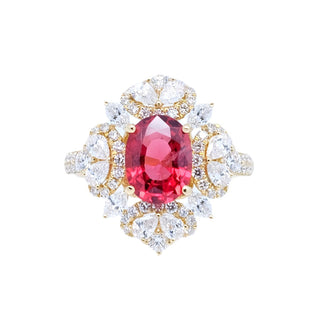 Ballerina Flame Spinel & Diamond Cocktail Ring