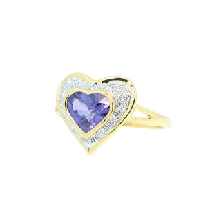 Heart Shaped Lavender Sapphire & Diamond Halo Ring