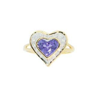 Heart Shaped Lavender Sapphire & Diamond Halo Ring
