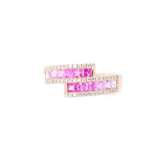 Graduated Pink Sapphire & Diamond Bypass Ring