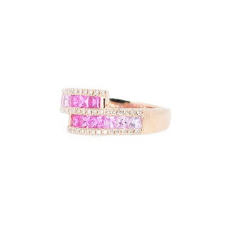 Graduated Pink Sapphire & Diamond Bypass Ring