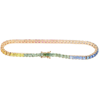 3.2mm Princess Cut Rainbow Sapphire Bracelet