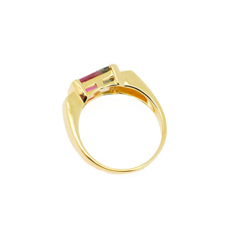 East West Watermelon Tourmaline & Diamond Ring