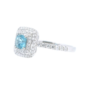 Cushion Neon Blue Apatite & Diamond Halo Ring
