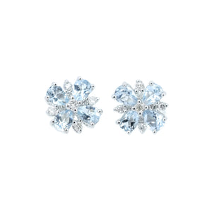 Fleur Aquamarine & Diamond Earrings
