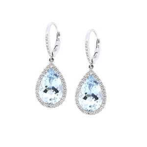 Aquamarine Teardrop & Diamond Earrings