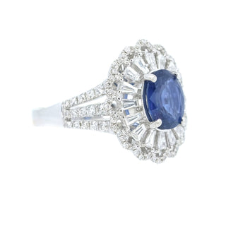 Lacy Sapphire & Baguette Diamond Ring - Johnny Jewelry
