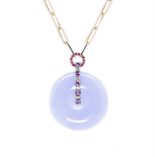 Lavender Jade Donut Paperclip Chain Necklace