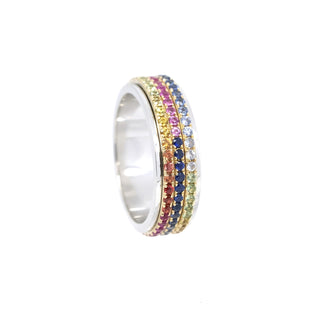 6mm Rainbow Sapphire Spinner Eternity Ring