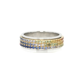 6mm Rainbow Sapphire Spinner Eternity Ring