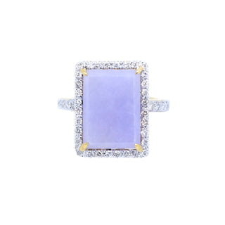 Lavender Jade & Diamond Halo Ring