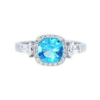 Cushion Apatite & Diamond Halo Ring