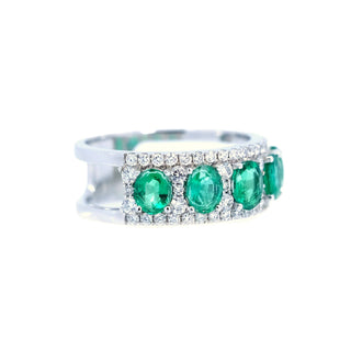 Five Stone Emerald & Diamond Anniversary Band