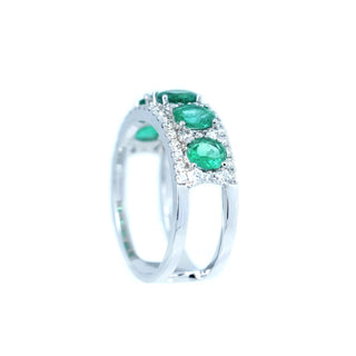 Five Stone Emerald & Diamond Anniversary Band