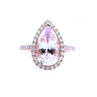 Teardrop Pink Morganite & Diamond Two-Way Ring & Pendant